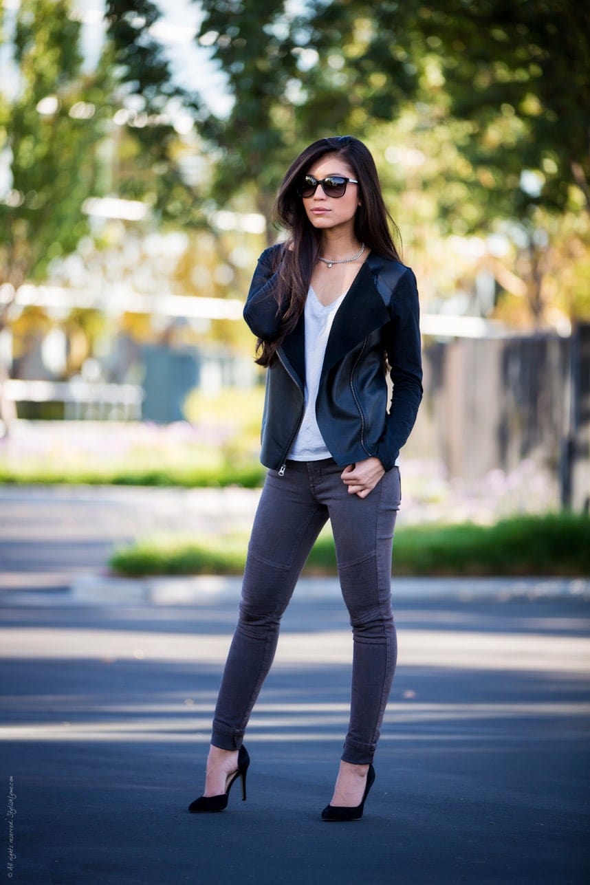 Biker chic outfit moto jacket - Stylishlyme