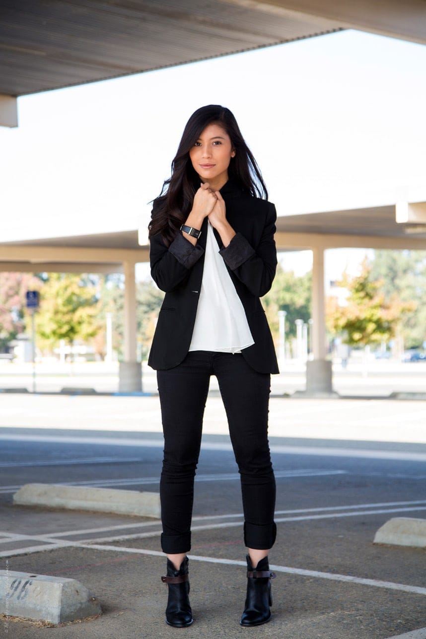 Black Ankle Boots for Fall. A menswear inspired fall outfit - Stylishlyme