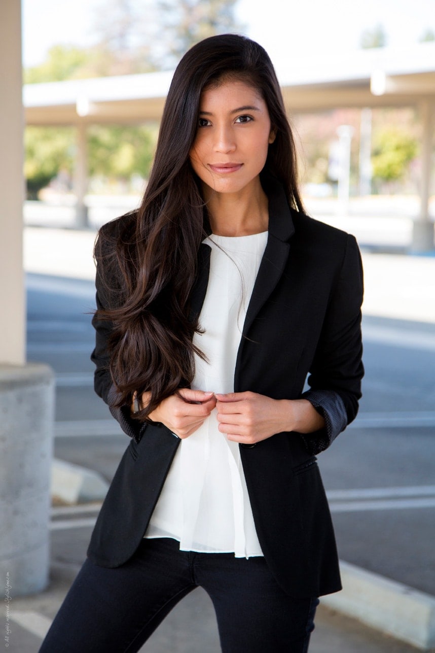 Black Blazer and White Top