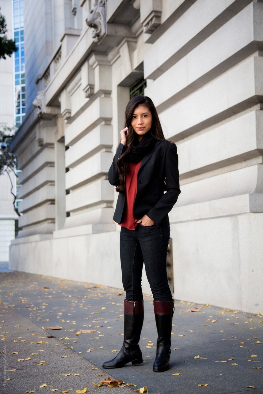 Black Burgundy Fall Outfit - Stylishlyme