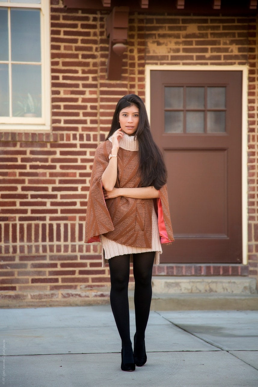 Brown Patterned Cape - Stylishlyme