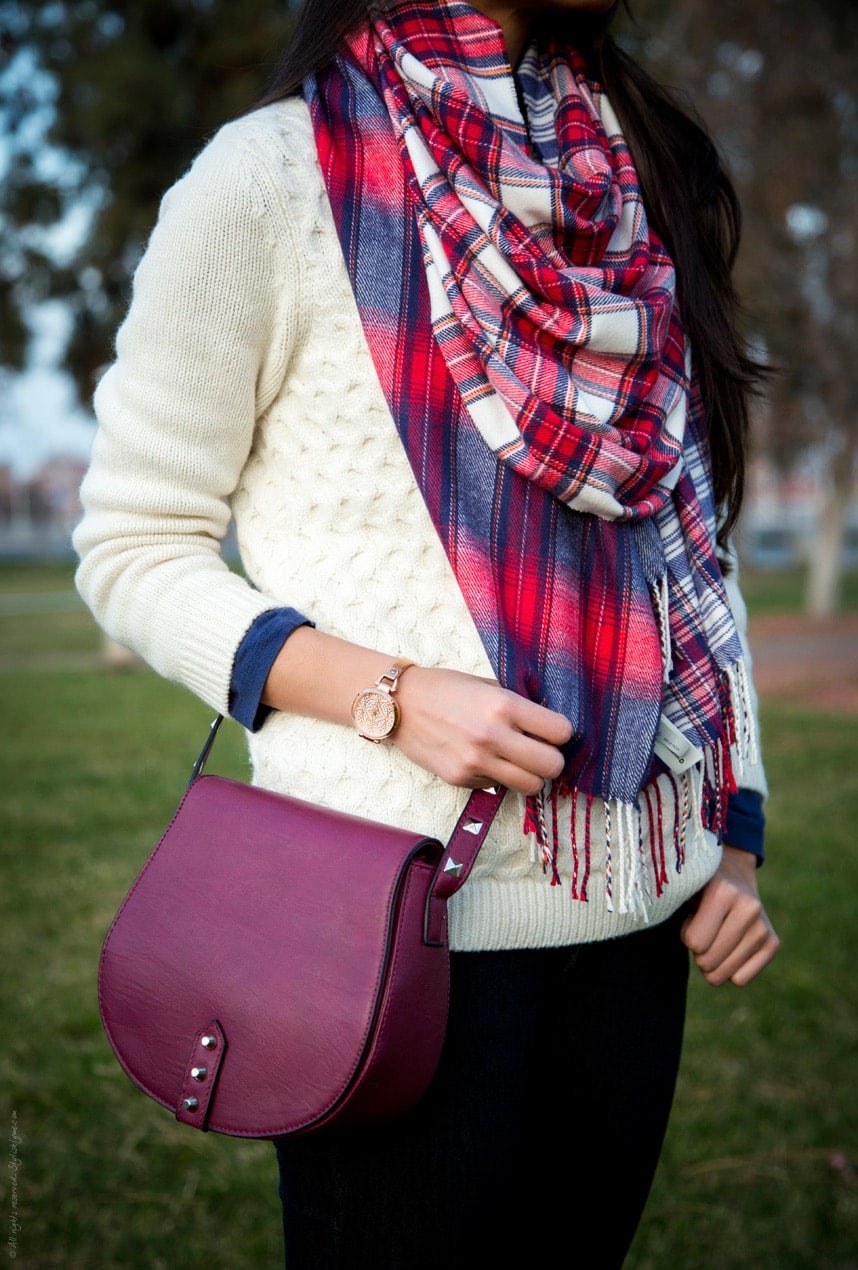 Burgundy Crossbody Fall Outfit - Stylishlyme