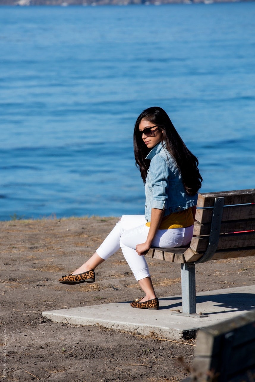 Cropped Denim Jacket and White Jeans- Visit Stylishlyme.com for more outfit inspiration and style tips