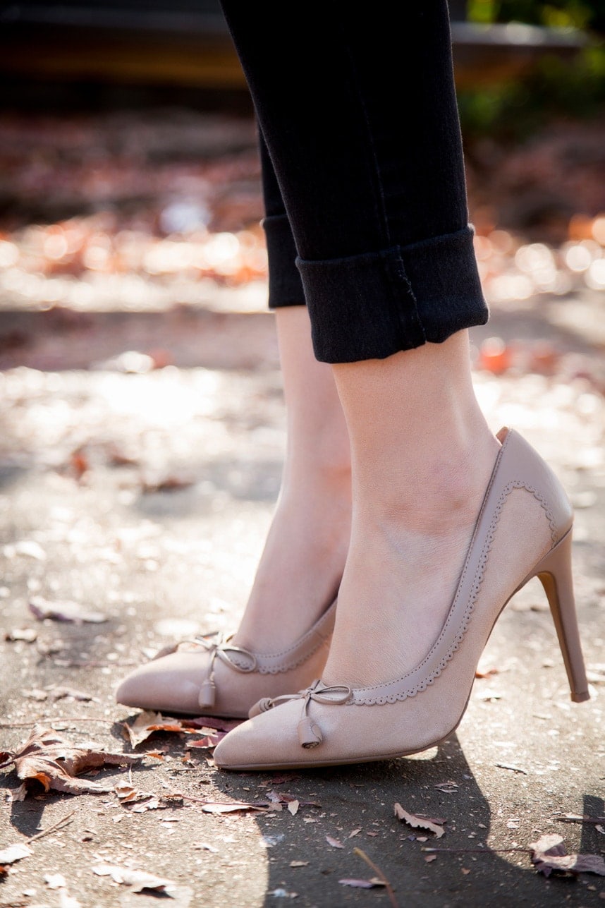 Cute Bow Nude Heels - Stylishlyme