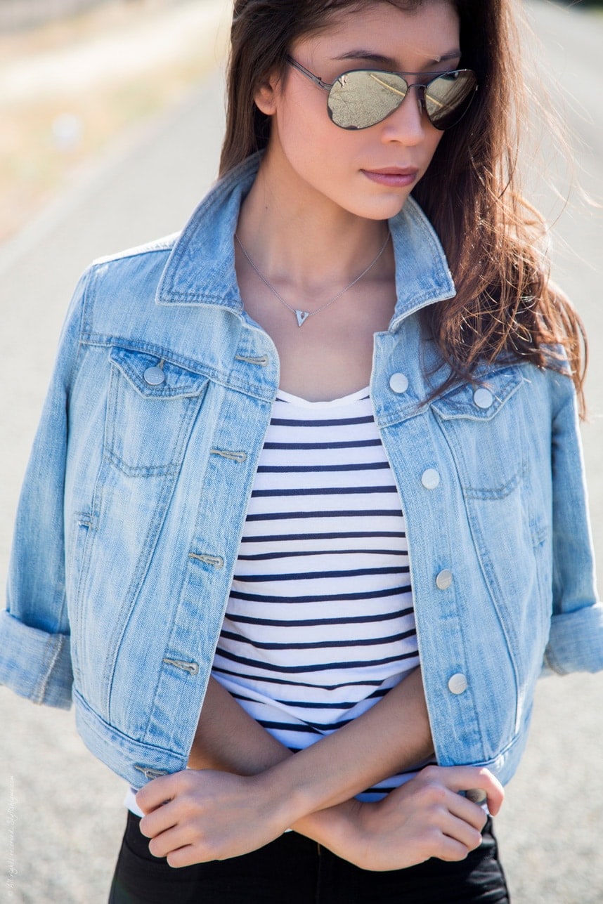 Wearing Denim Jacket and Stripes - Stylishlyme.com