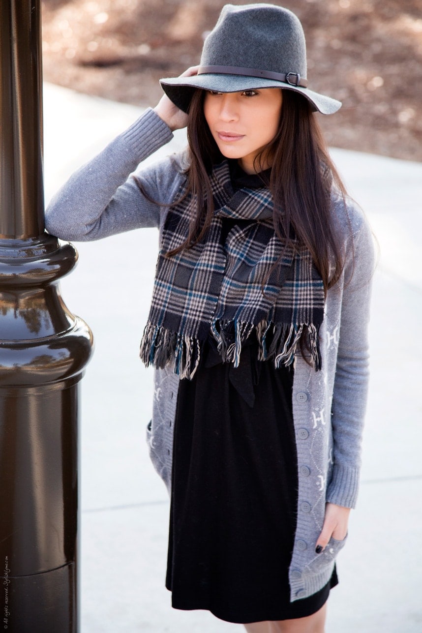 Gray Boyfriend Cardigan and Hat - Stylishlyme