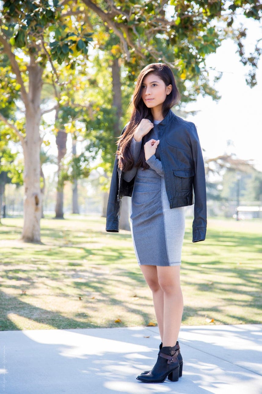 Gray Long Sleeve Dress - Stylishlyme