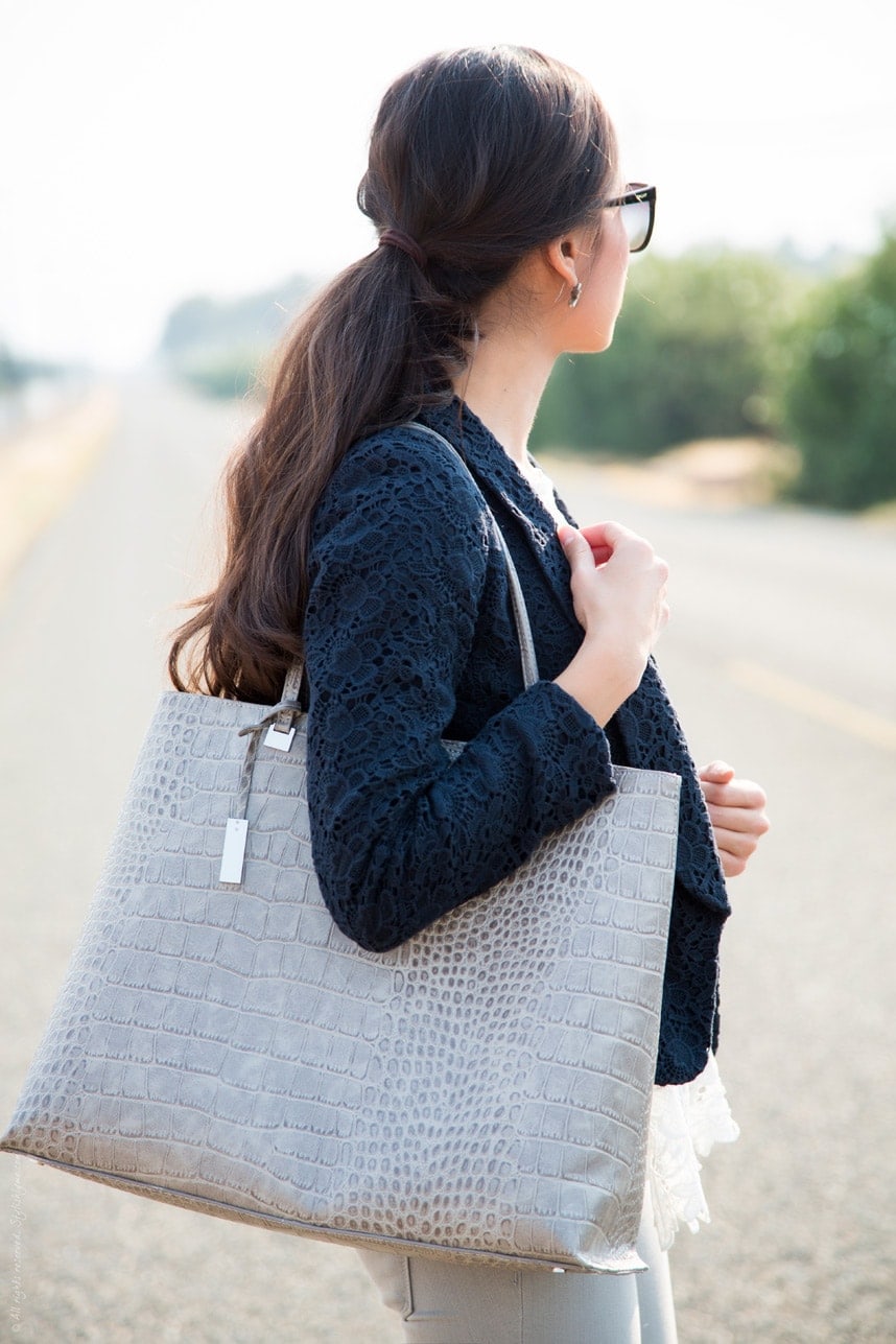 How to wear gray and blue in an outfit - Visit Stylishlyme.com for more outfit photos and style tips