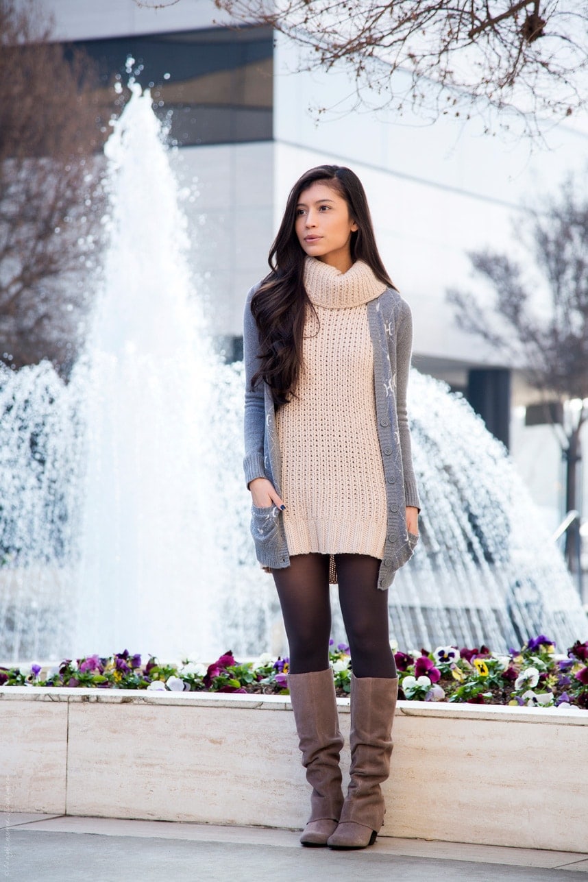 How to wear a sweater dress - Stylishlyme