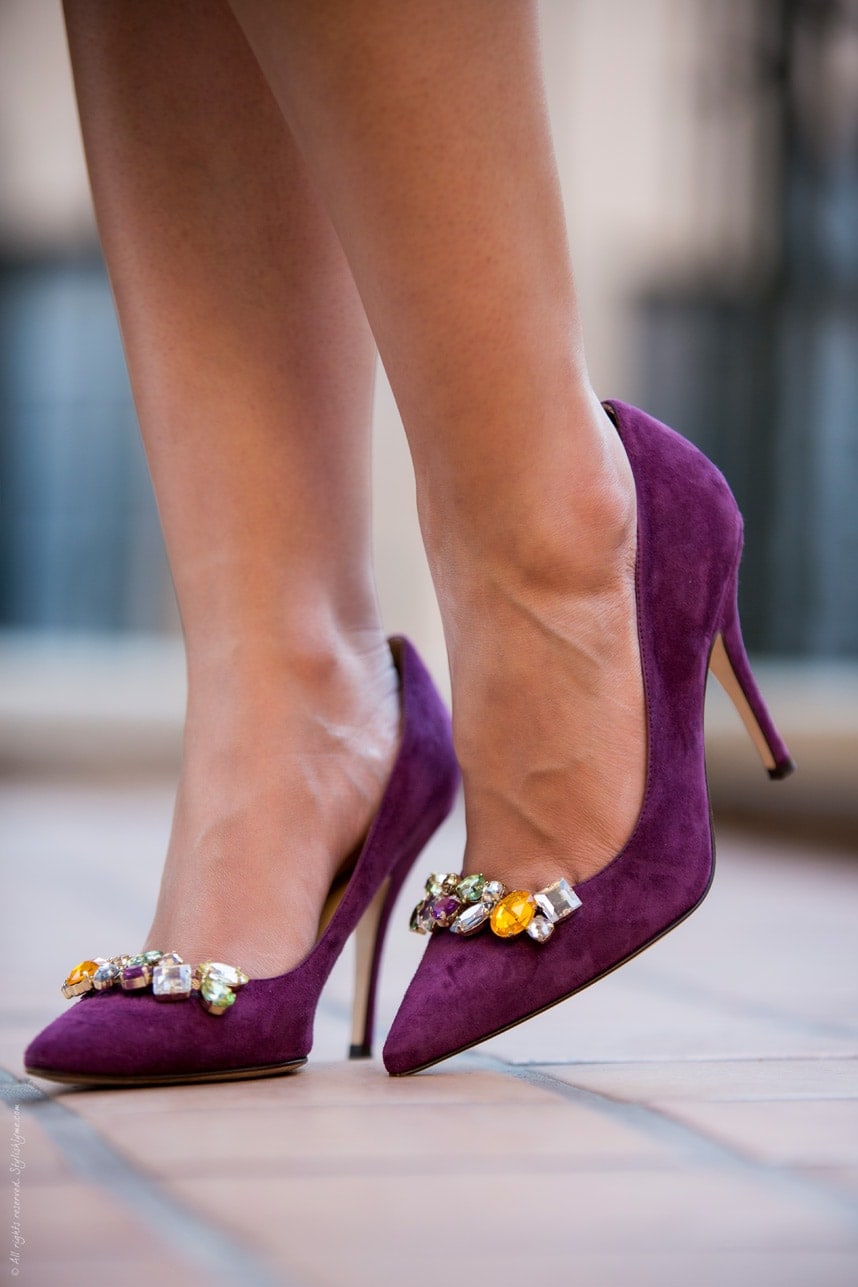 Kate Spade Embellished Suede Heels - Stylishlyme.com