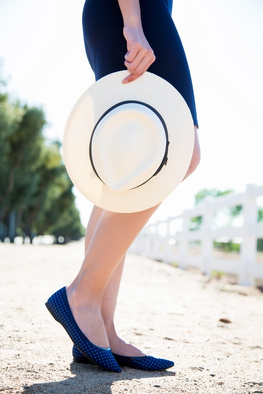 Stripes, Panama Hat and Polka Dot Flats - Stylishlyme.com