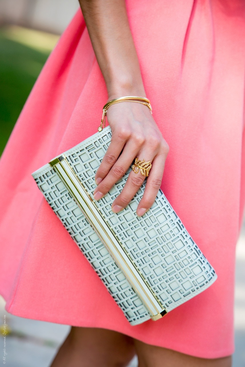 Pastel Green Lasercut Clutch - Stylishlyme.com