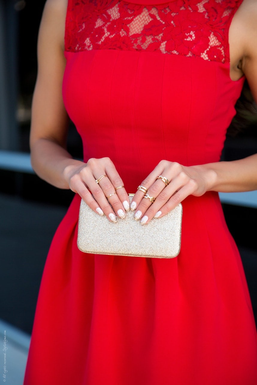 Red and Gold Outfit for the Holidays  - Visit Stylishlyme.com for more outfit inspiration and style tips