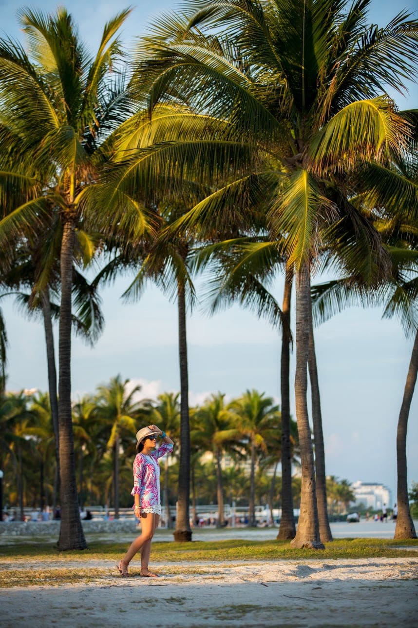 South Beach Miami Palm Trees- Visit stylishlyme.com to see more pictures and read about stylish beach attire