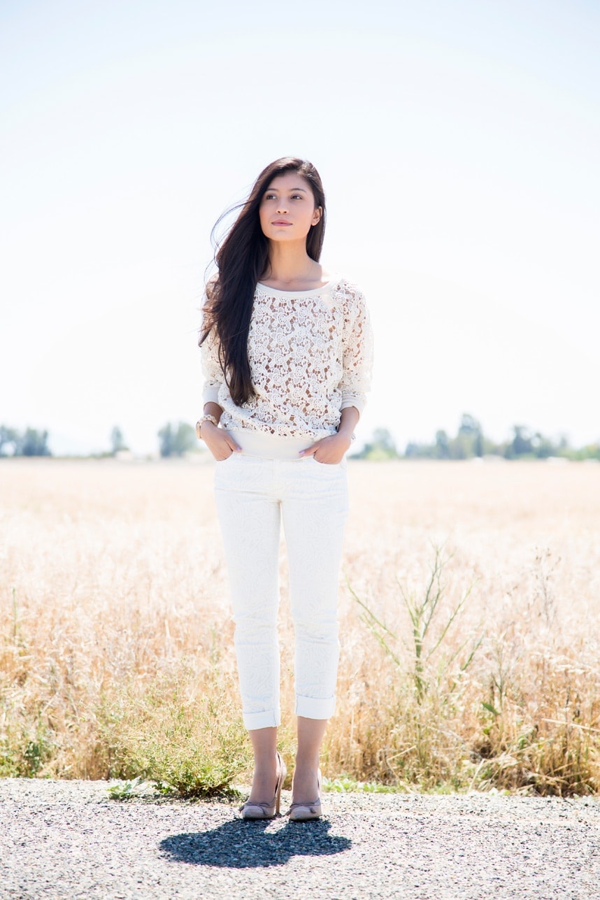 Spring Lace Sweater White Pants Spring - Stylishlyme.com