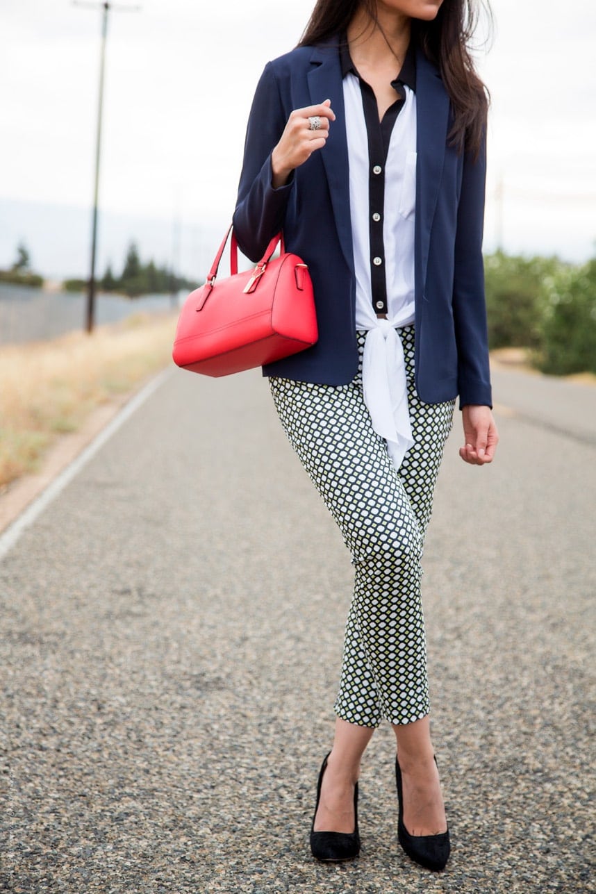 What to wear with pattened trousers- Visit Stylishlyme.com for more outfit photos and style tips