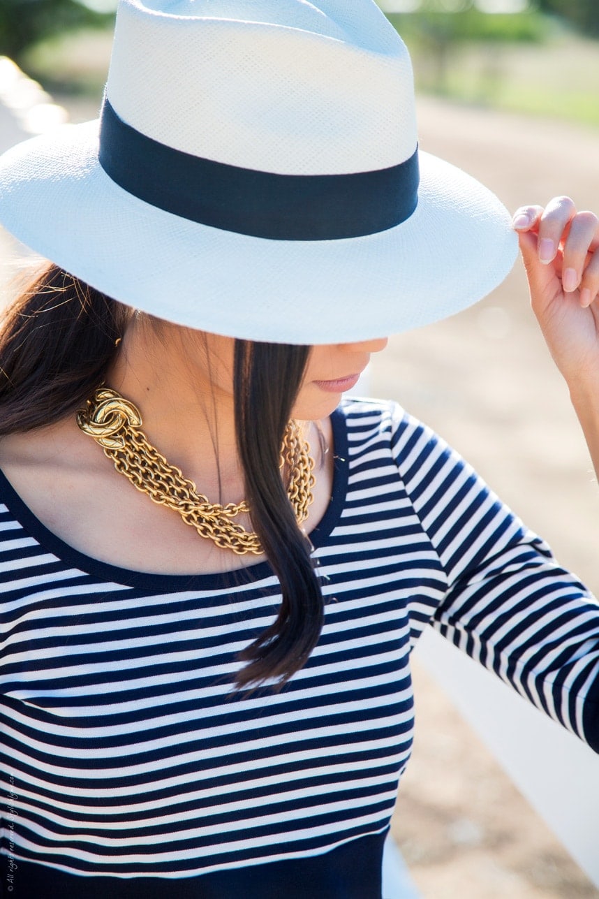 White Panama Hat Spring Outfit - Stylishlyme.com