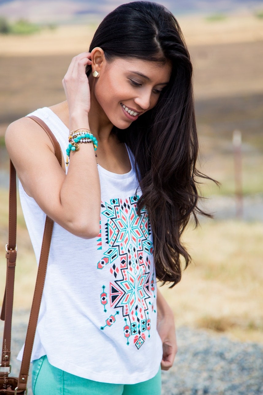 aztec print shirt spring outfit - Stylishlyme.com