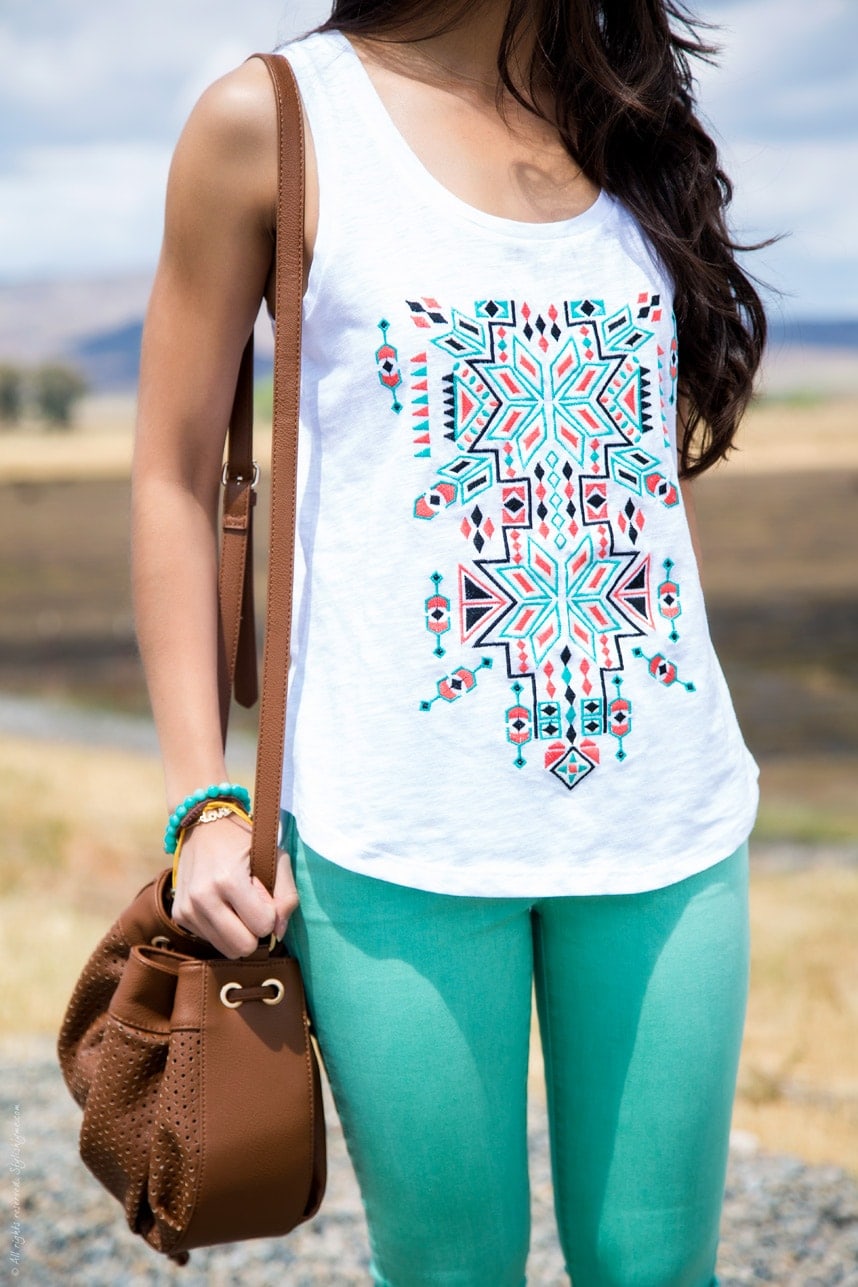 aztec printed shirt with matching mint green pants - Stylishlyme.com