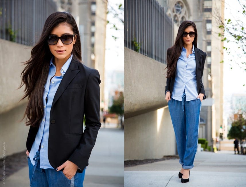 black blue outfit fall - Stylishlyme