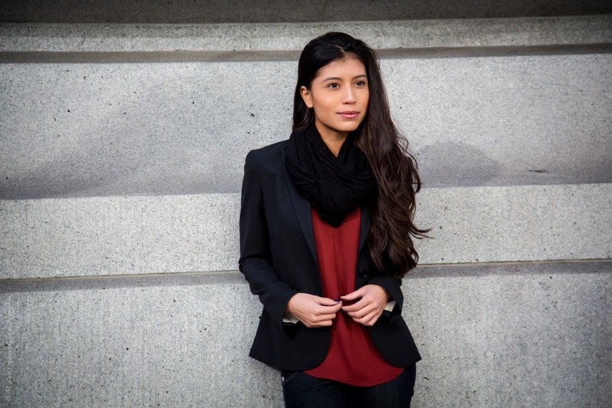 burgundy top black blazer - Stylishlyme