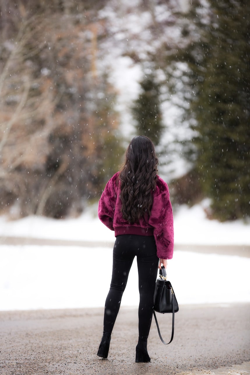 how to style a fur coat - A Cute & Chic Fur Coat Outfit for Winter (Why You Need a Fur Bomber!)