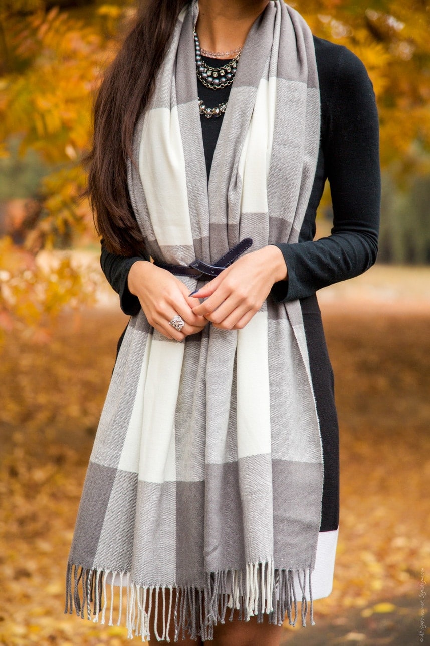 large gray plaid scarf - Stylishlyme