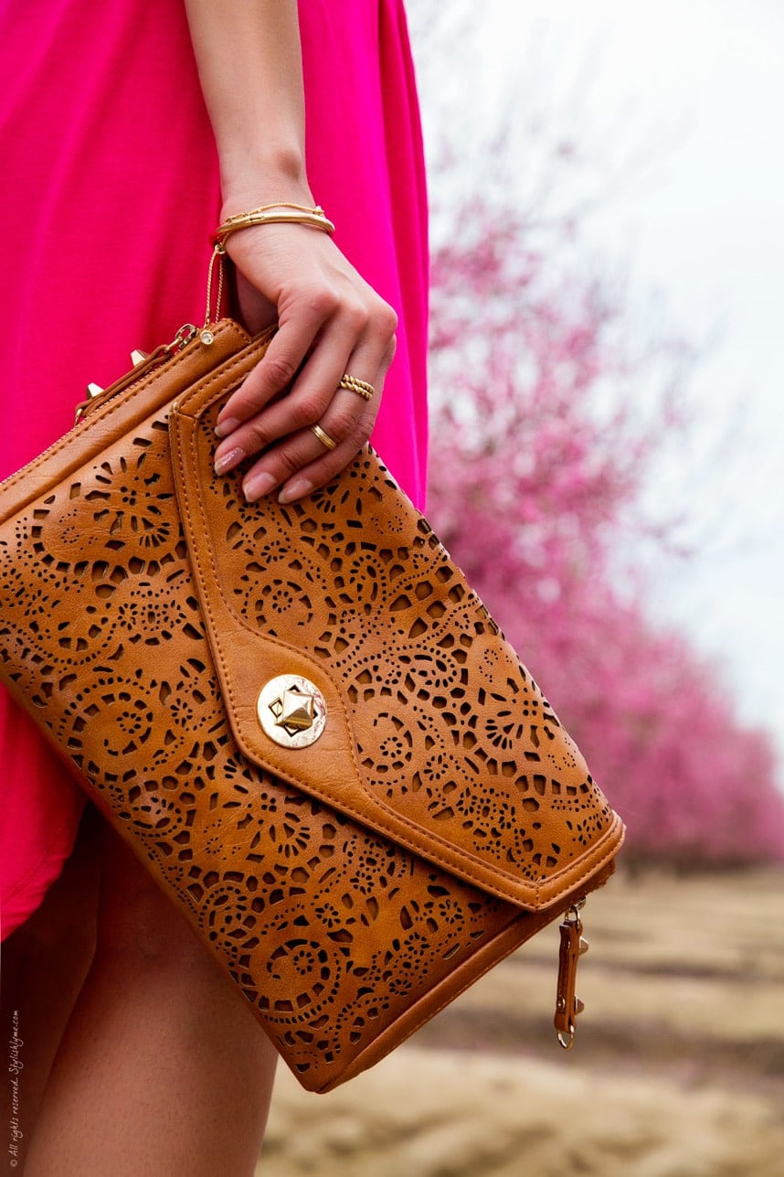 leather llaser cut clutch - Stylishlyme.com