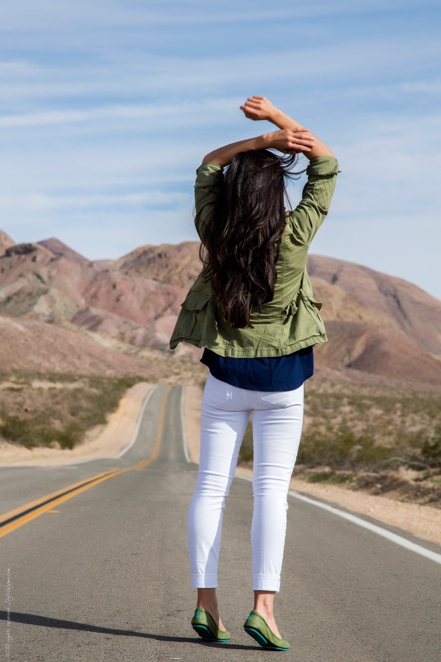 white, blue and olive green outfit - stylishyme.com